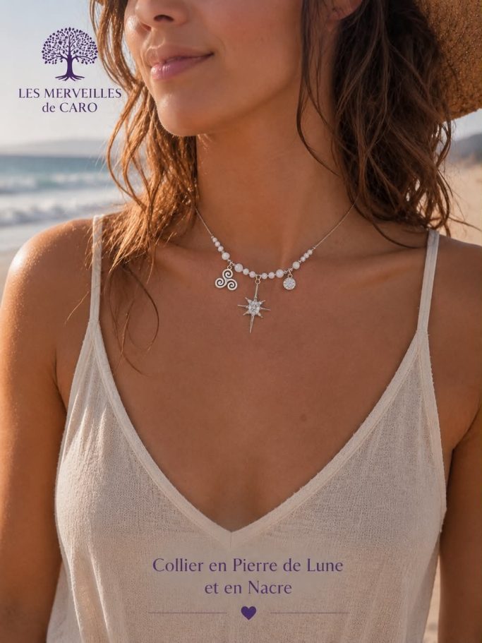 Collier Étoile de Breizh Pierre de Lune 🌜